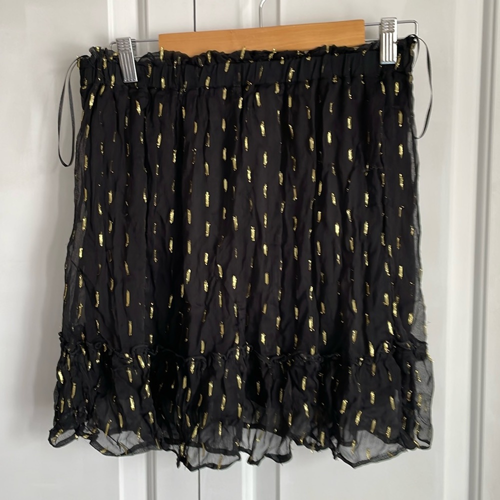 Angie brand , Black gold metallic mini skirt, medium , coquette